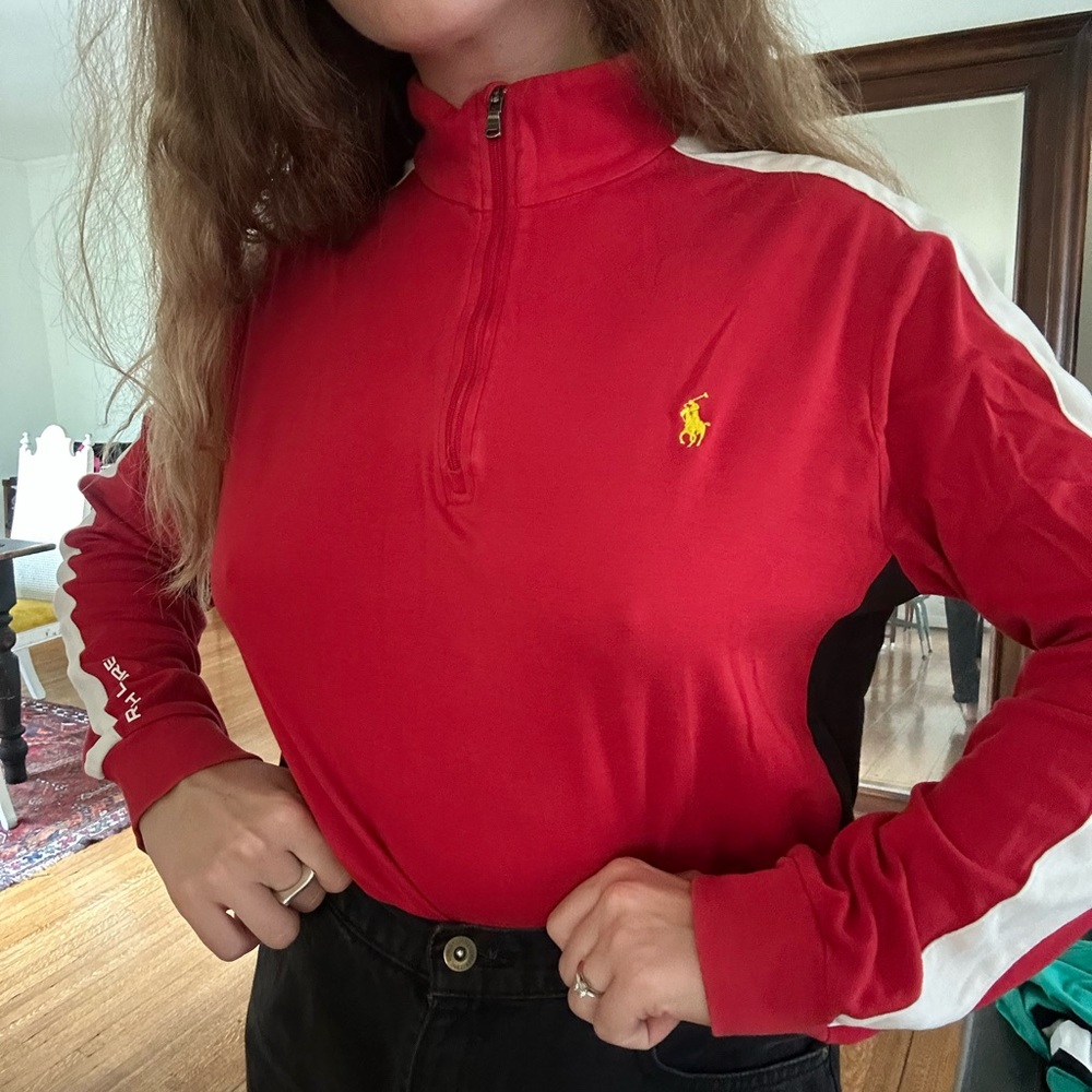 Polo Ralph Lauren Red Vintage Zip Up Long Sleeve